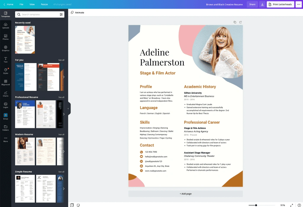 تحميل ats سيرة ذاتية جاهزة مجانا Canva